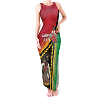 Happy Vanuatu Constitution Day Tank Maxi Dress Flag Style With Sand Drawing Pattern