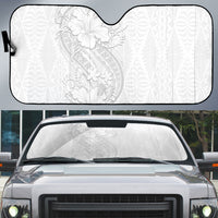 Tokelau White Sunday Auto Sun Shade Elegant Hibiscus Polynesian Tribal Pattern