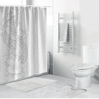 Tokelau White Sunday Bathroom Set Elegant Hibiscus Polynesian Tribal Pattern