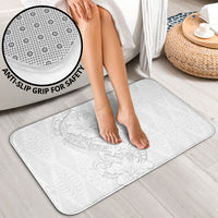 Tokelau White Sunday Bathroom Set Elegant Hibiscus Polynesian Tribal Pattern