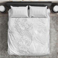 Tokelau White Sunday Bedding Set Elegant Hibiscus Polynesian Tribal Pattern