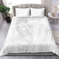 Tokelau White Sunday Bedding Set Elegant Hibiscus Polynesian Tribal Pattern