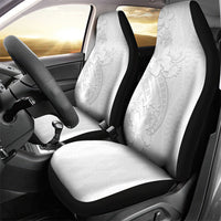 Tokelau White Sunday Car Seat Cover Elegant Hibiscus Polynesian Tribal Pattern