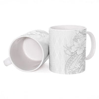 Tokelau White Sunday Ceramic Mug Elegant Hibiscus Polynesian Tribal Pattern