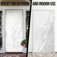 Tokelau White Sunday Door Cover Elegant Hibiscus Polynesian Tribal Pattern
