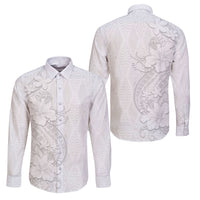 Tokelau White Sunday Family Matching Mermaid Dress and Hawaiian Shirt Elegant Hibiscus Polynesian Tribal Pattern