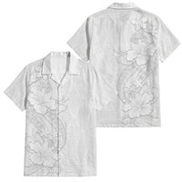 Tokelau White Sunday Family Matching Puletasi and Hawaiian Shirt Elegant Hibiscus Polynesian Tribal Pattern