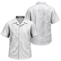 Tokelau White Sunday Family Matching Tank Maxi Dress and Hawaiian Shirt Elegant Hibiscus Polynesian Tribal Pattern