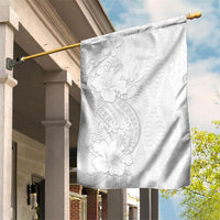 Tokelau White Sunday Garden Flag Elegant Hibiscus Polynesian Tribal Pattern
