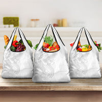 Tokelau White Sunday Grocery Bag Elegant Hibiscus Polynesian Tribal Pattern
