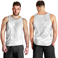 Tokelau White Sunday Men Tank Top Elegant Hibiscus Polynesian Tribal Pattern