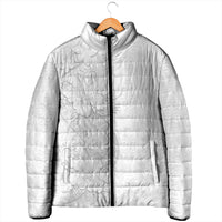 Tokelau White Sunday Padded Jacket Elegant Hibiscus Polynesian Tribal Pattern