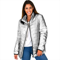 Tokelau White Sunday Padded Jacket Elegant Hibiscus Polynesian Tribal Pattern