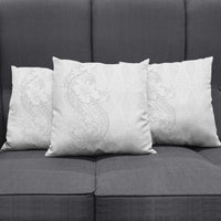 Tokelau White Sunday Pillow Cover Elegant Hibiscus Polynesian Tribal Pattern