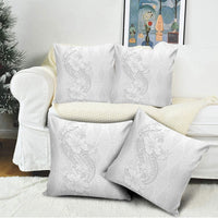Tokelau White Sunday Pillow Cover Elegant Hibiscus Polynesian Tribal Pattern