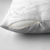 Tokelau White Sunday Pillow Cover Elegant Hibiscus Polynesian Tribal Pattern