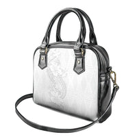 Tokelau White Sunday Shoulder Handbag Elegant Hibiscus Polynesian Tribal Pattern