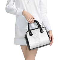 Tokelau White Sunday Shoulder Handbag Elegant Hibiscus Polynesian Tribal Pattern