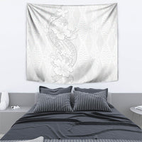 Tokelau White Sunday Tapestry Elegant Hibiscus Polynesian Tribal Pattern