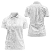 Tokelau White Sunday Women Polo Shirt Elegant Hibiscus Polynesian Tribal Pattern