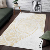 Tonga White Sunday Area Rug Lotu Tamaiti Tongan Kupesi Pattern