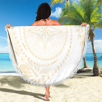 Tonga White Sunday Beach Blanket Lotu Tamaiti Tongan Kupesi Pattern