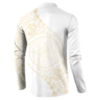 Tonga White Sunday Button Sweatshirt Lotu Tamaiti Tongan Kupesi Pattern