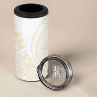 Tonga White Sunday 4 in 1 Can Cooler Tumbler Lotu Tamaiti Tongan Kupesi Pattern