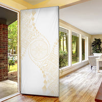 Tonga White Sunday Door Cover Lotu Tamaiti Tongan Kupesi Pattern