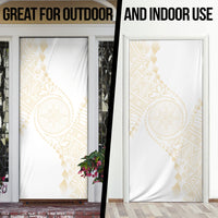 Tonga White Sunday Door Cover Lotu Tamaiti Tongan Kupesi Pattern