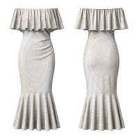 Tonga White Sunday Family Matching Mermaid Dress and Hawaiian Shirt Lotu Tamaiti Tongan Kupesi Pattern