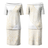 Tonga White Sunday Family Matching Puletasi and Hawaiian Shirt Lotu Tamaiti Tongan Kupesi Pattern