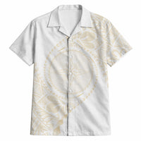 Tonga White Sunday Hawaiian Shirt Lotu Tamaiti Tongan Kupesi Pattern