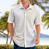 Tonga White Sunday Hawaiian Shirt Lotu Tamaiti Tongan Kupesi Pattern