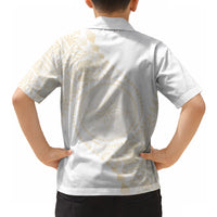 Tonga White Sunday Hawaiian Shirt Lotu Tamaiti Tongan Kupesi Pattern