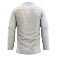 Tonga White Sunday Hockey Jersey Lotu Tamaiti Tongan Kupesi Pattern