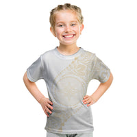 Tonga White Sunday Kid T Shirt Lotu Tamaiti Tongan Kupesi Pattern