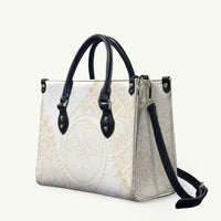 Tonga White Sunday Leather Bag Lotu Tamaiti Tongan Kupesi Pattern