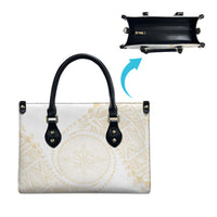 Tonga White Sunday Leather Bag Lotu Tamaiti Tongan Kupesi Pattern