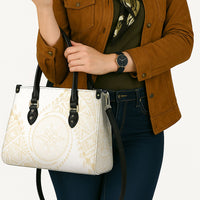 Tonga White Sunday Leather Bag Lotu Tamaiti Tongan Kupesi Pattern