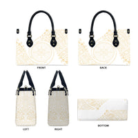Tonga White Sunday Leather Bag Lotu Tamaiti Tongan Kupesi Pattern