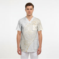 Tonga White Sunday Scrub Top Lotu Tamaiti Tongan Kupesi Pattern