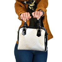 Tonga White Sunday Shoulder Handbag Lotu Tamaiti Tongan Kupesi Pattern