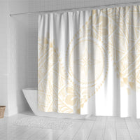 Tonga White Sunday Shower Curtain Lotu Tamaiti Tongan Kupesi Pattern