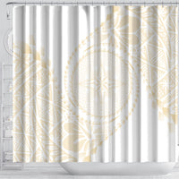 Tonga White Sunday Shower Curtain Lotu Tamaiti Tongan Kupesi Pattern