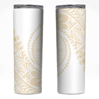 Tonga White Sunday Skinny Tumbler Lotu Tamaiti Tongan Kupesi Pattern