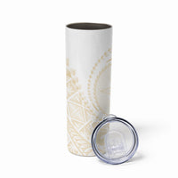 Tonga White Sunday Skinny Tumbler Lotu Tamaiti Tongan Kupesi Pattern