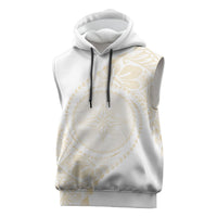 Tonga White Sunday Sleeveless Hoodie Lotu Tamaiti Tongan Kupesi Pattern