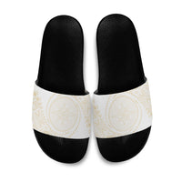 Tonga White Sunday Slide Sandals Lotu Tamaiti Tongan Kupesi Pattern