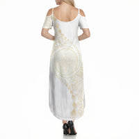Tonga White Sunday Summer Maxi Dress Lotu Tamaiti Tongan Kupesi Pattern